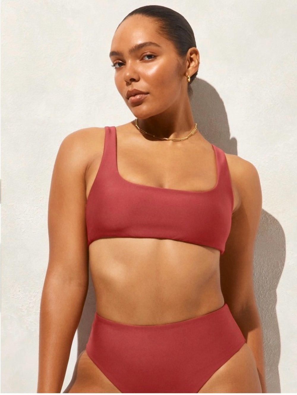 NWT J.Crew Square-Neck Bikini Set W/ Sculpt Top and High Cut/Waist Bottoms RUST